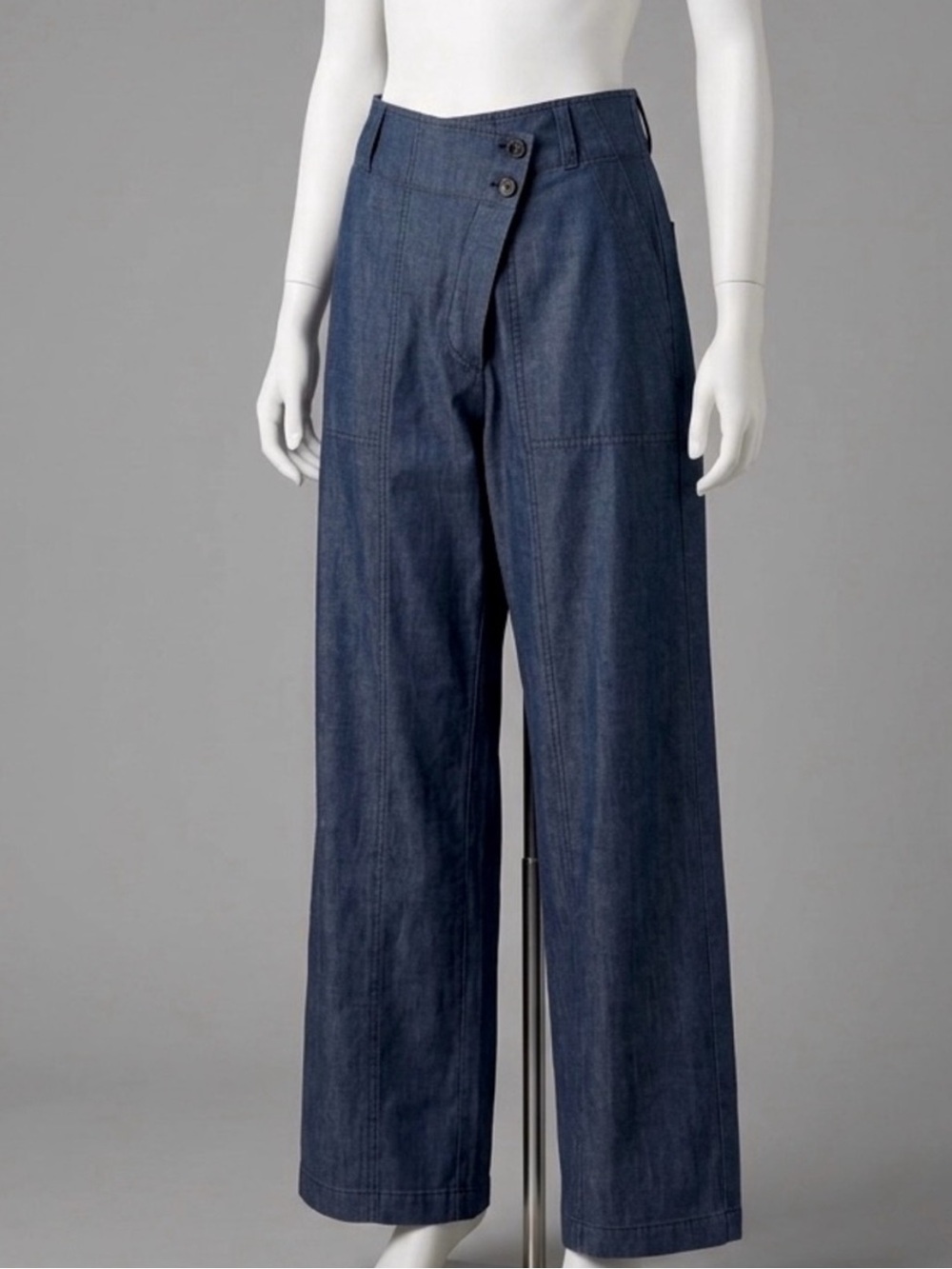 ZARA Asymmetrical Waist Lyocell Wide Leg Pants Dark
Wash Size L*